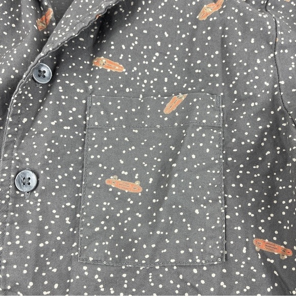 Art Class Button Up Shirt Boys Small 6/7 Gray White Dots - Picture 4 of 8
